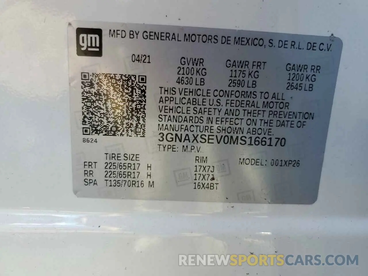13 Photograph of a damaged car 3GNAXSEV0MS166170 CHEVROLET EQUINOX 2021