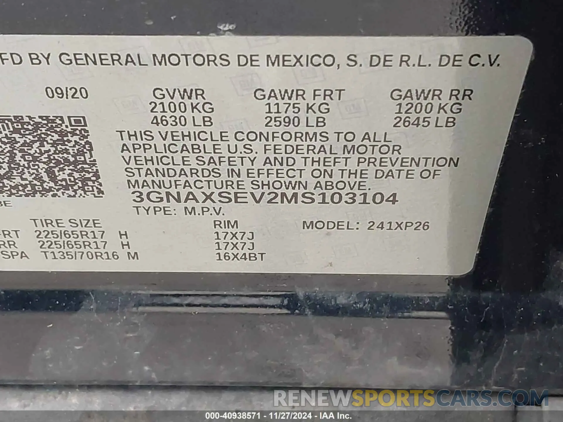 9 Photograph of a damaged car 3GNAXSEV2MS103104 CHEVROLET EQUINOX 2021