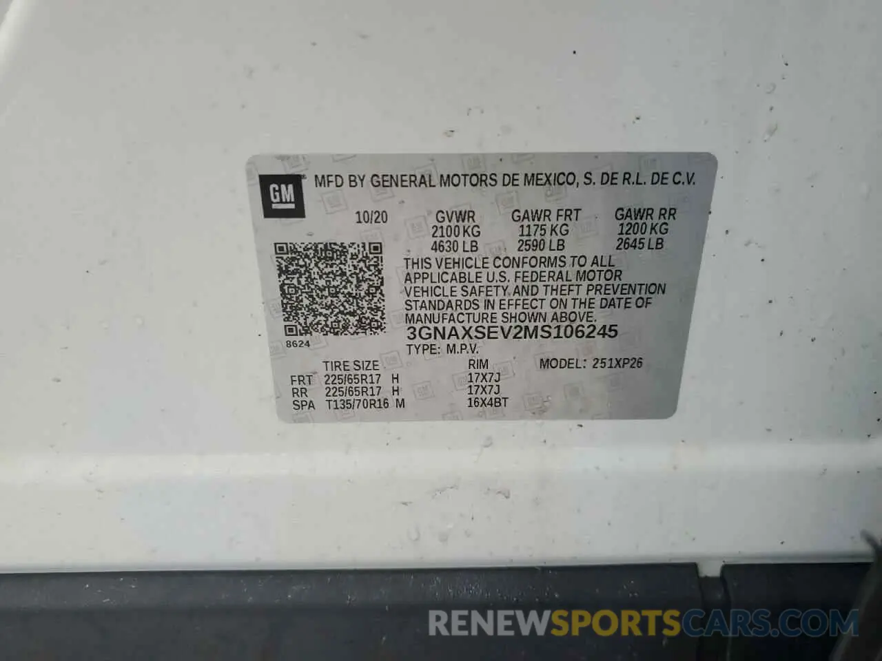 16 Photograph of a damaged car 3GNAXSEV2MS106245 CHEVROLET EQUINOX 2021