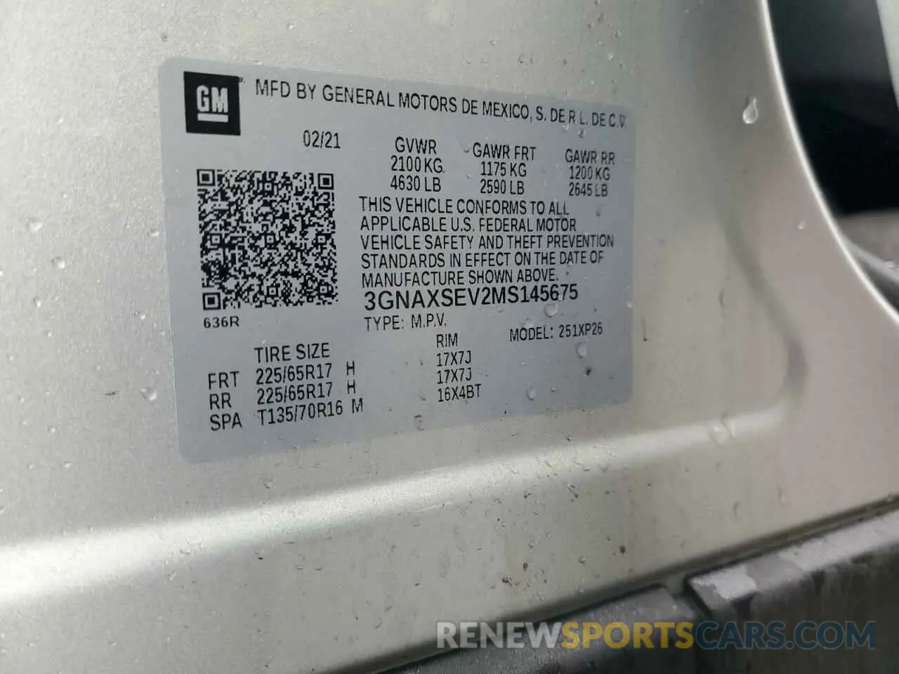 15 Photograph of a damaged car 3GNAXSEV2MS145675 CHEVROLET EQUINOX 2021