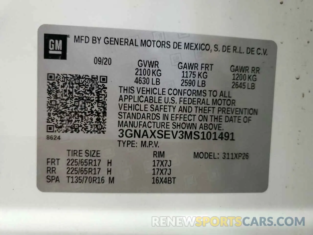 13 Photograph of a damaged car 3GNAXSEV3MS101491 CHEVROLET EQUINOX 2021