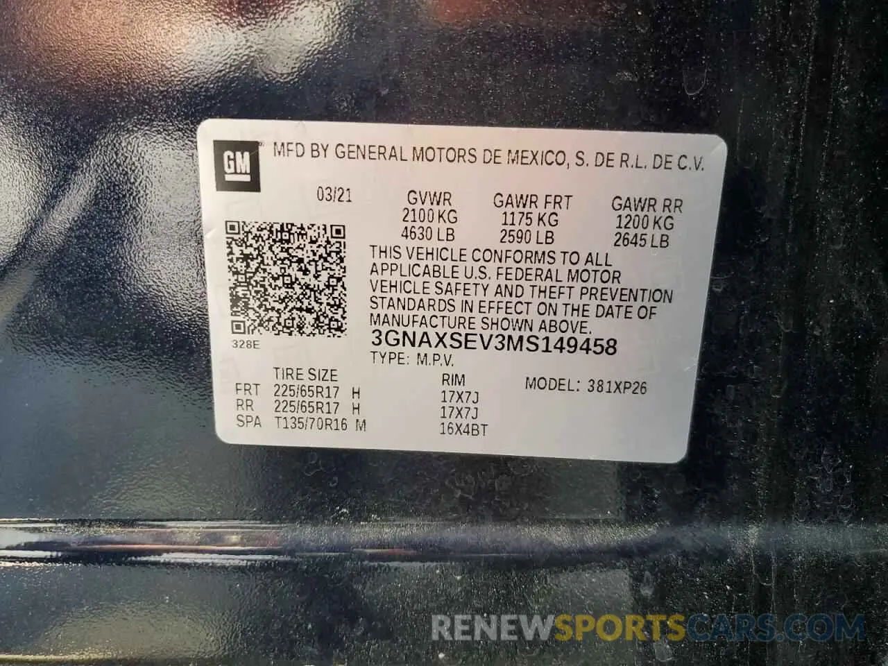 13 Photograph of a damaged car 3GNAXSEV3MS149458 CHEVROLET EQUINOX 2021