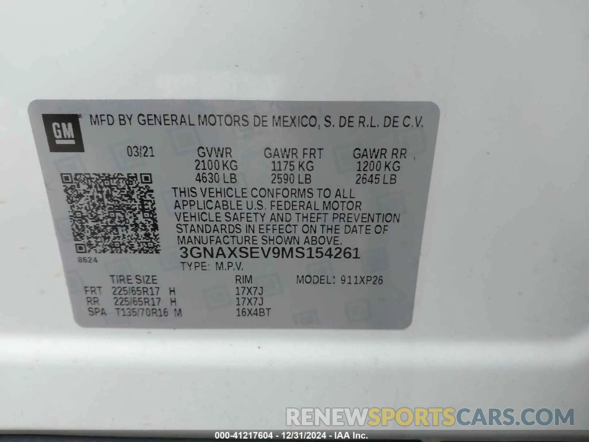 9 Photograph of a damaged car 3GNAXSEV9MS154261 CHEVROLET EQUINOX 2021