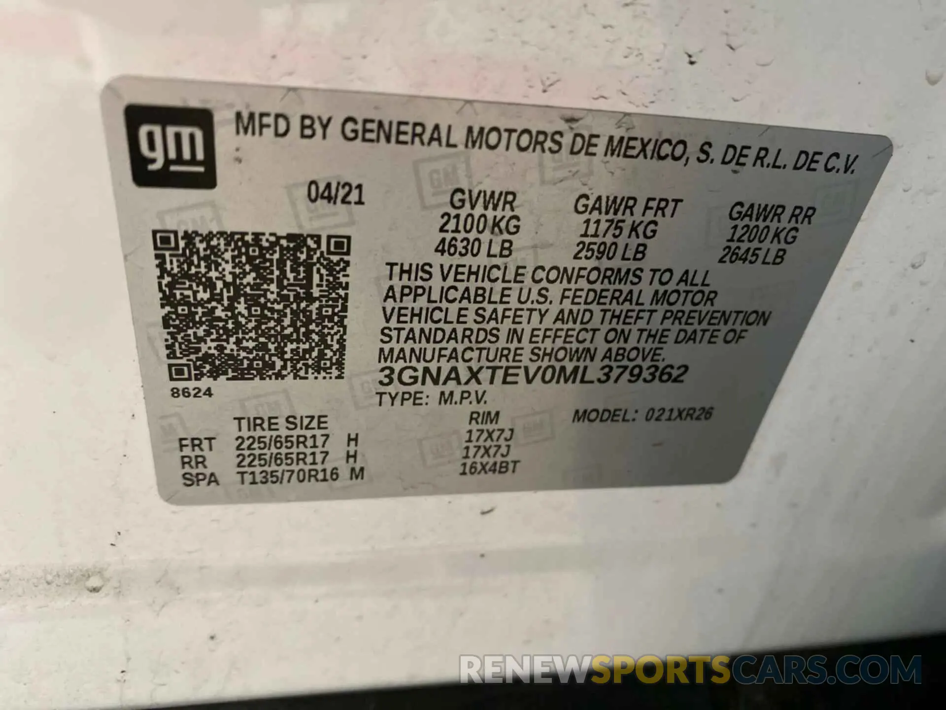5 Photograph of a damaged car 3GNAXTEV0ML379362 CHEVROLET EQUINOX 2021