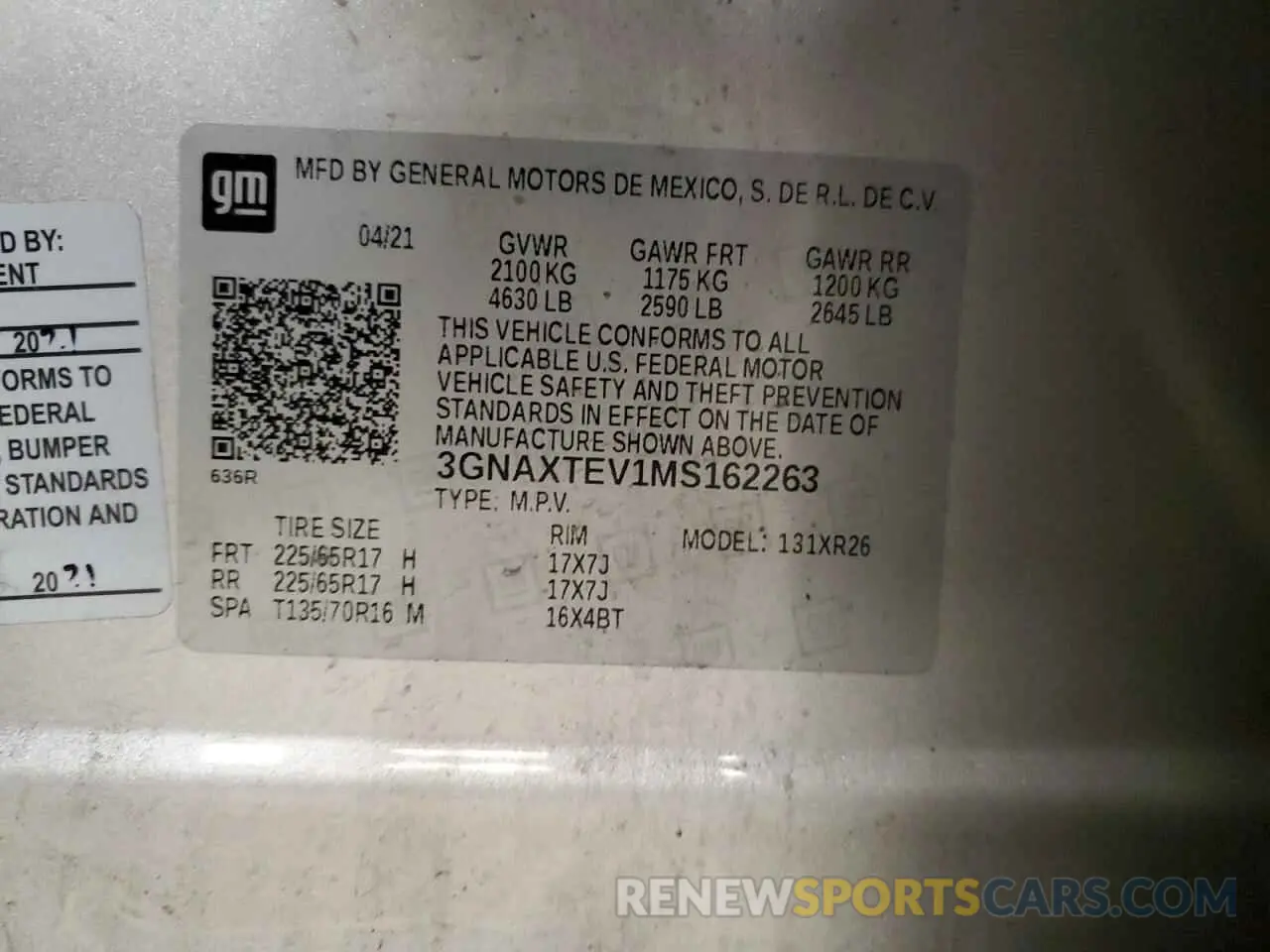 13 Photograph of a damaged car 3GNAXTEV1MS162263 CHEVROLET EQUINOX 2021