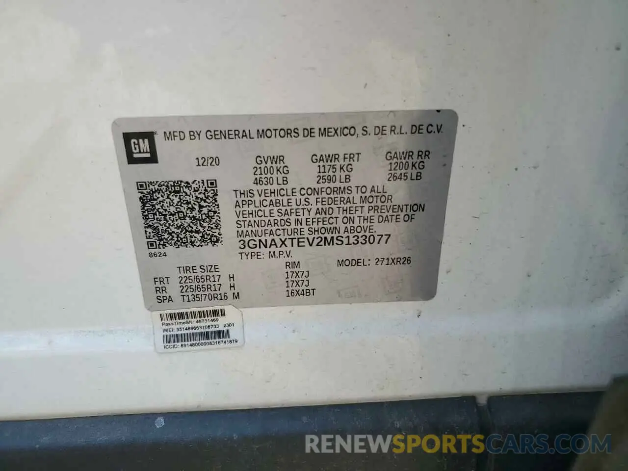 13 Photograph of a damaged car 3GNAXTEV2MS133077 CHEVROLET EQUINOX 2021