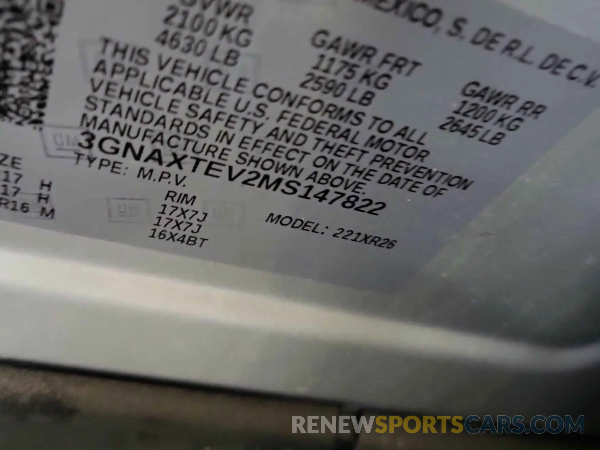 43 Photograph of a damaged car 3GNAXTEV2MS147822 CHEVROLET EQUINOX 2021