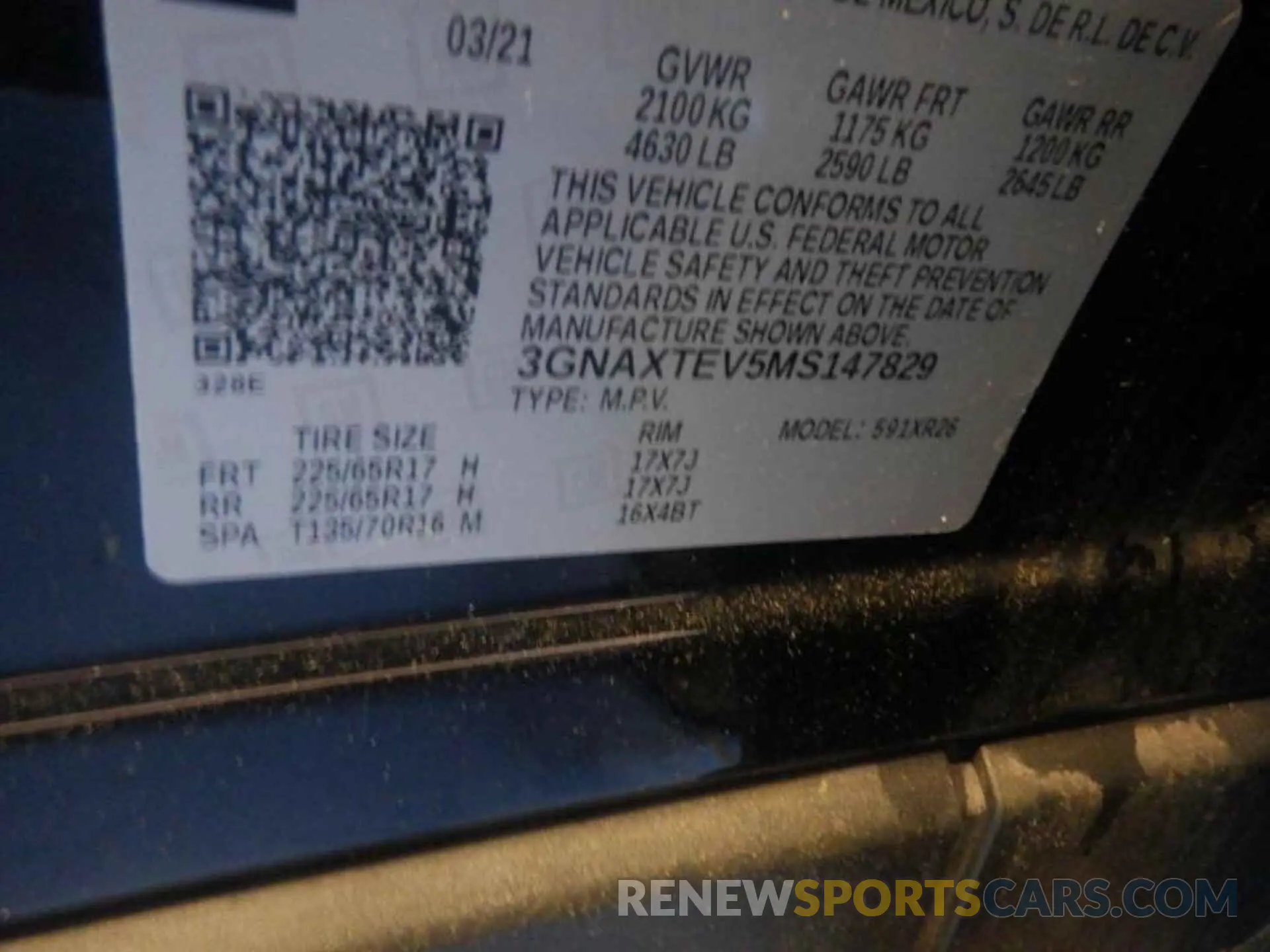 2 Photograph of a damaged car 3GNAXTEV5MS147829 CHEVROLET EQUINOX 2021