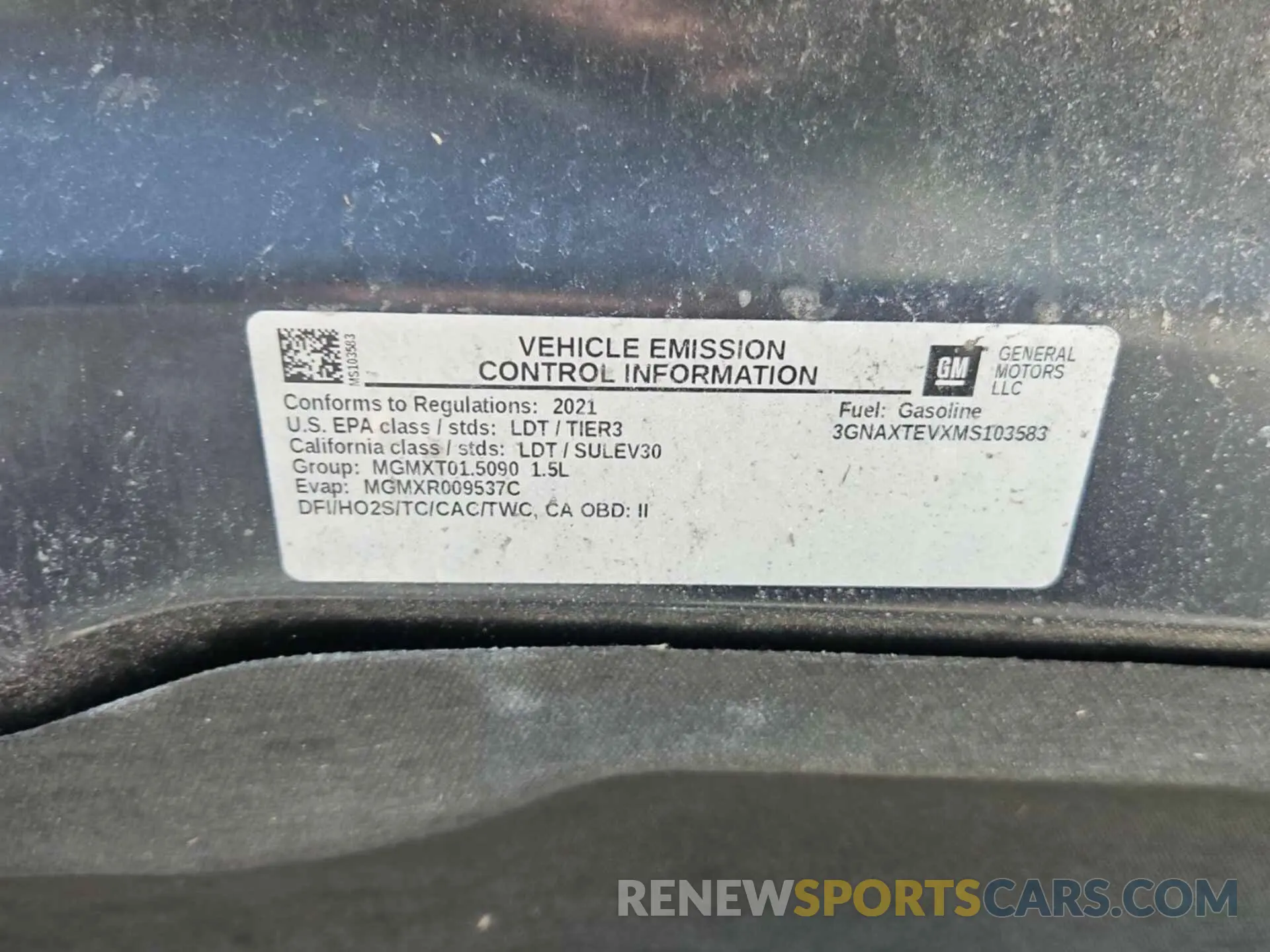 38 Photograph of a damaged car 3GNAXTEVXMS103583 CHEVROLET EQUINOX 2021
