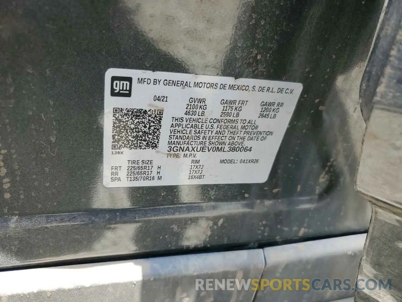 13 Photograph of a damaged car 3GNAXUEV0ML380064 CHEVROLET EQUINOX 2021