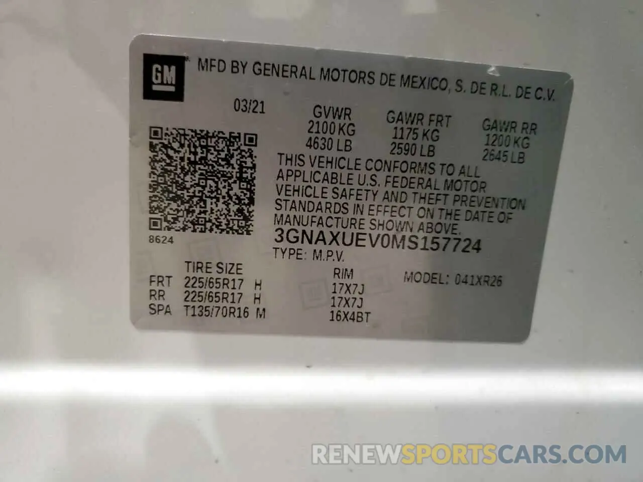 13 Photograph of a damaged car 3GNAXUEV0MS157724 CHEVROLET EQUINOX 2021