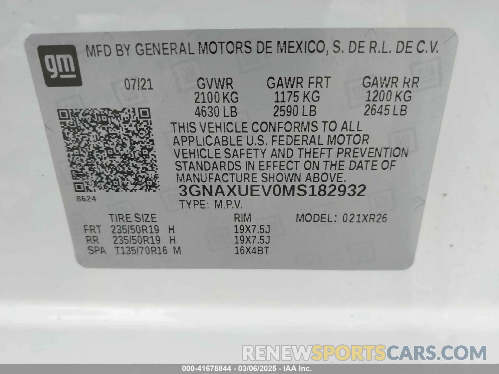 9 Photograph of a damaged car 3GNAXUEV0MS182932 CHEVROLET EQUINOX 2021