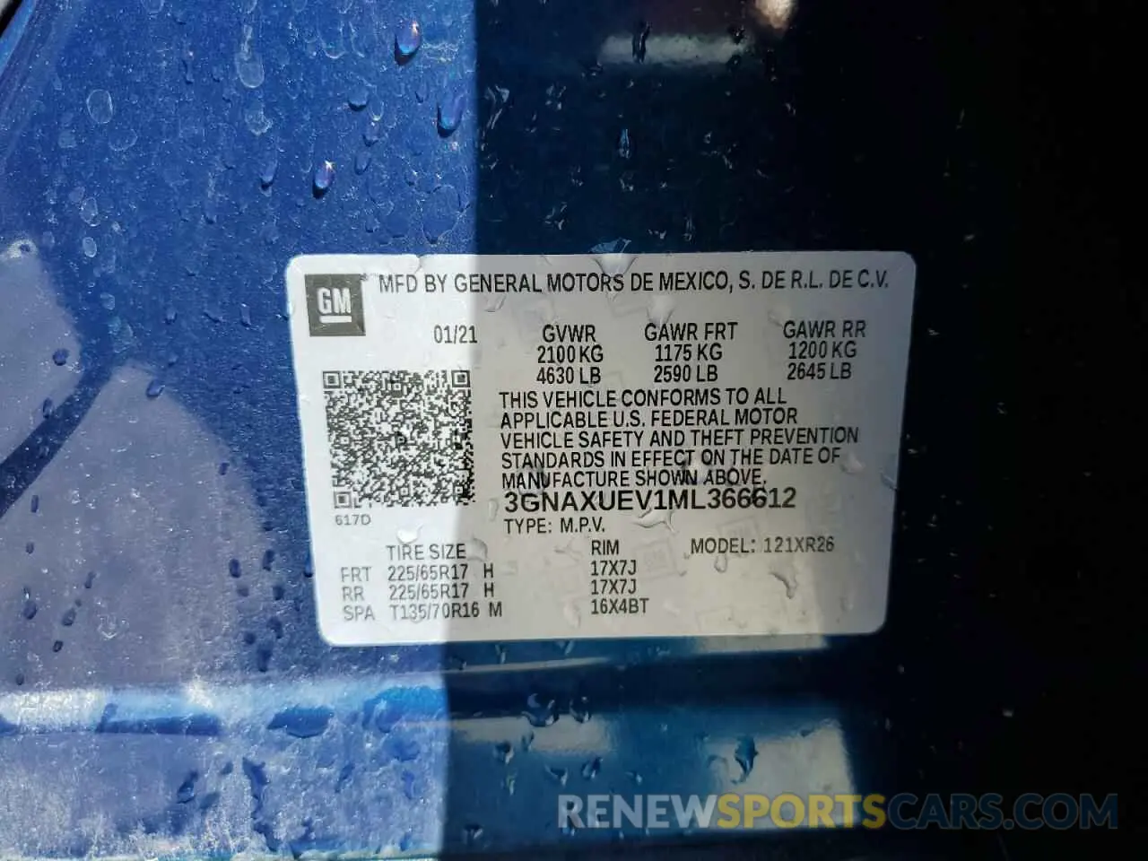 13 Photograph of a damaged car 3GNAXUEV1ML366612 CHEVROLET EQUINOX 2021