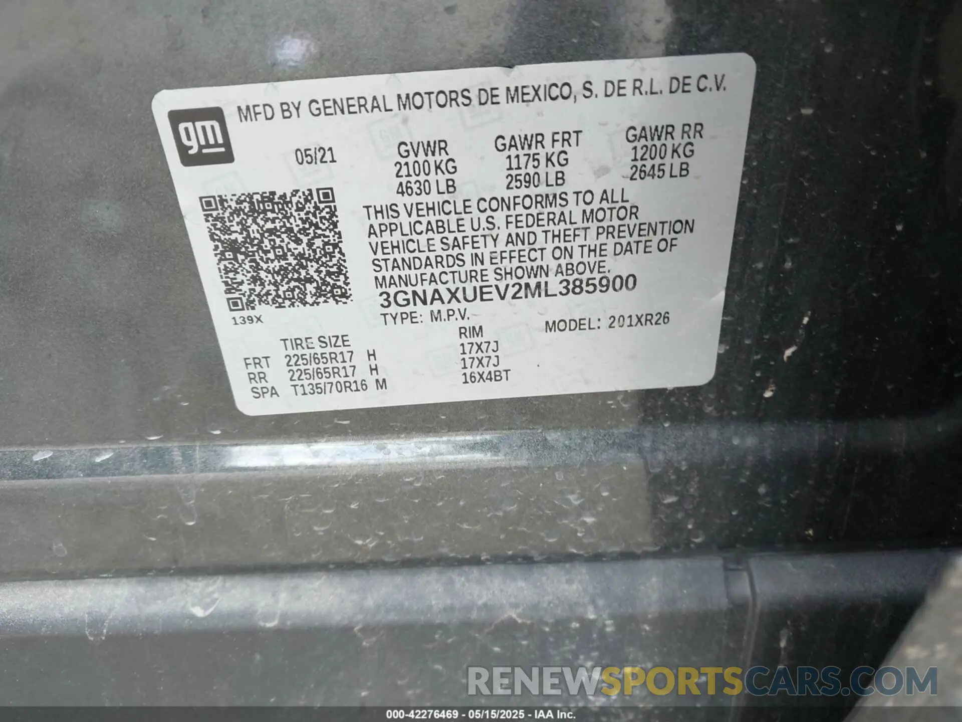 9 Photograph of a damaged car 3GNAXUEV2ML385900 CHEVROLET EQUINOX 2021
