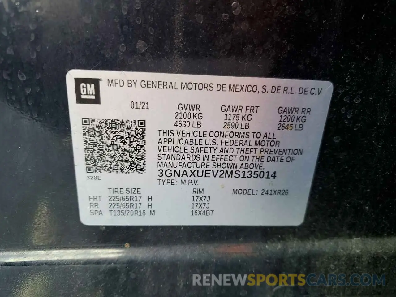 14 Photograph of a damaged car 3GNAXUEV2MS135014 CHEVROLET EQUINOX 2021