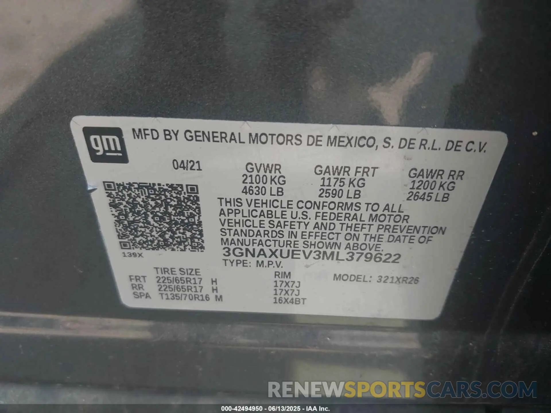 9 Photograph of a damaged car 3GNAXUEV3ML379622 CHEVROLET EQUINOX 2021
