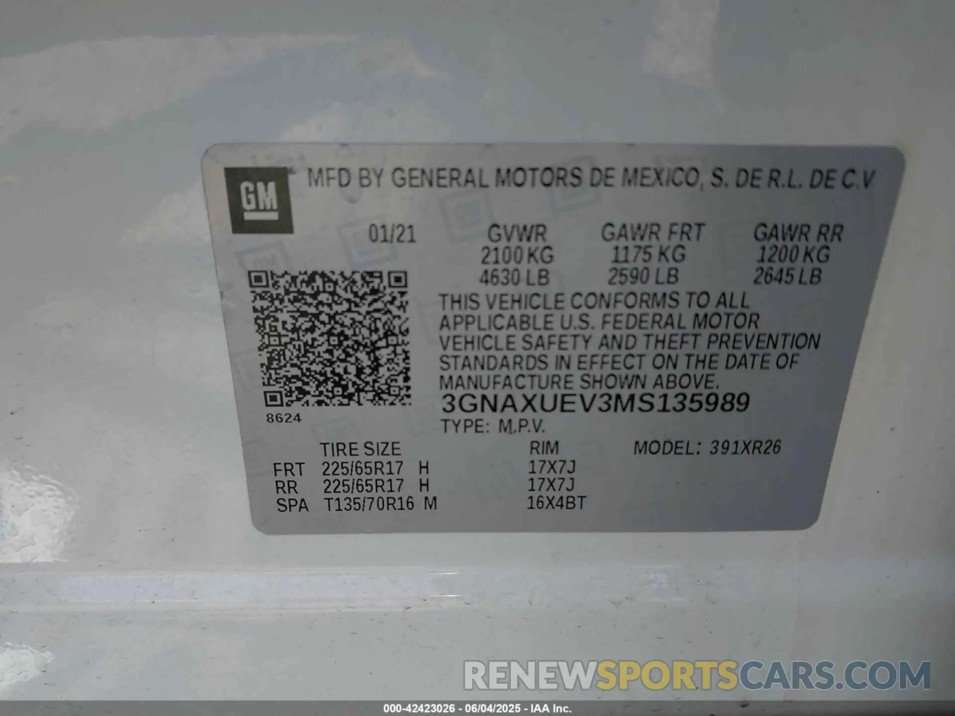 9 Photograph of a damaged car 3GNAXUEV3MS135989 CHEVROLET EQUINOX 2021