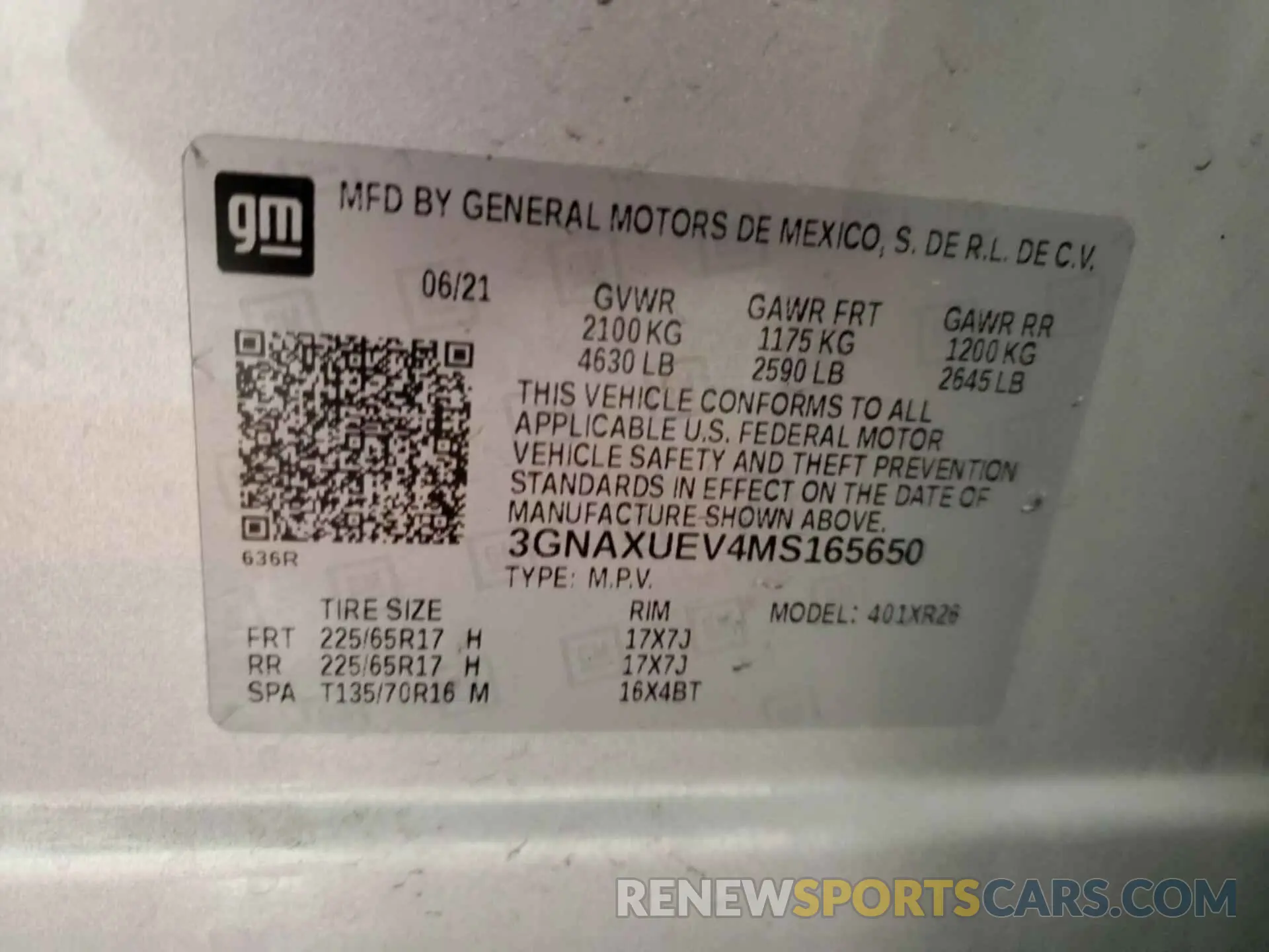 4 Photograph of a damaged car 3GNAXUEV4MS165650 CHEVROLET EQUINOX 2021