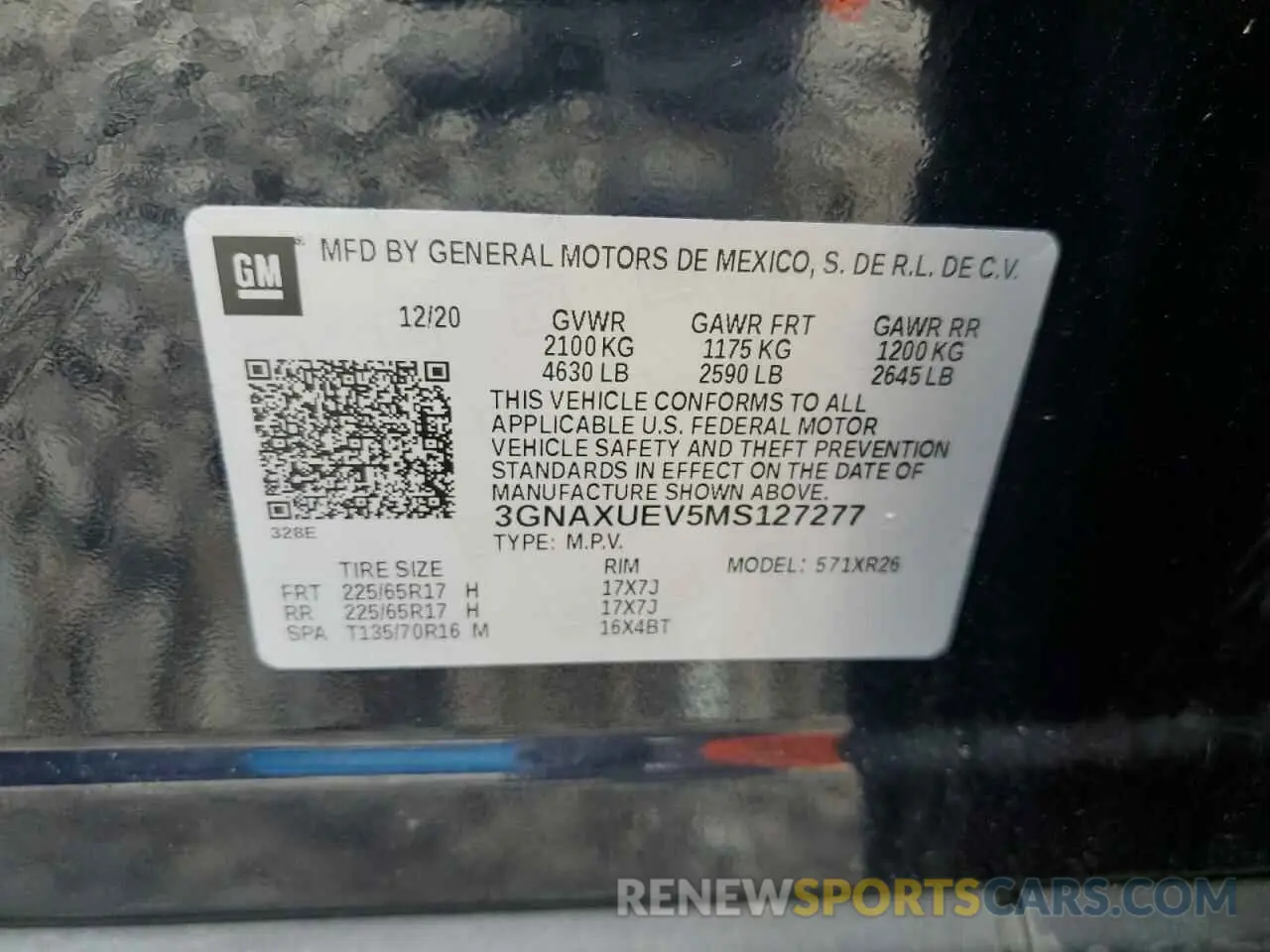 13 Photograph of a damaged car 3GNAXUEV5MS127277 CHEVROLET EQUINOX 2021