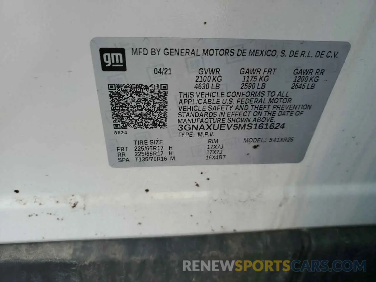 13 Photograph of a damaged car 3GNAXUEV5MS161624 CHEVROLET EQUINOX 2021