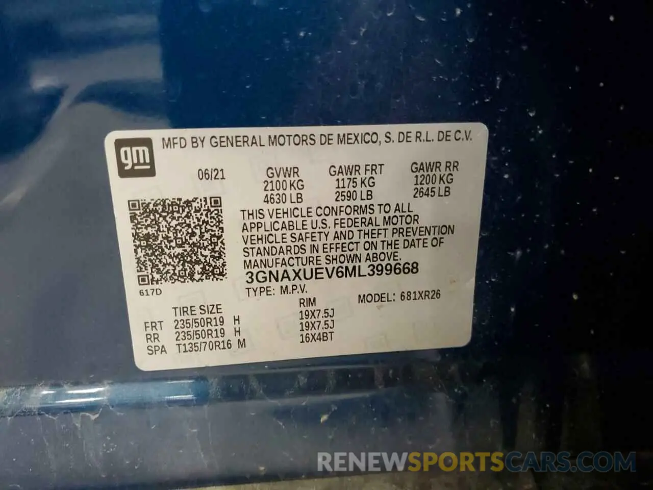 13 Photograph of a damaged car 3GNAXUEV6ML399668 CHEVROLET EQUINOX 2021