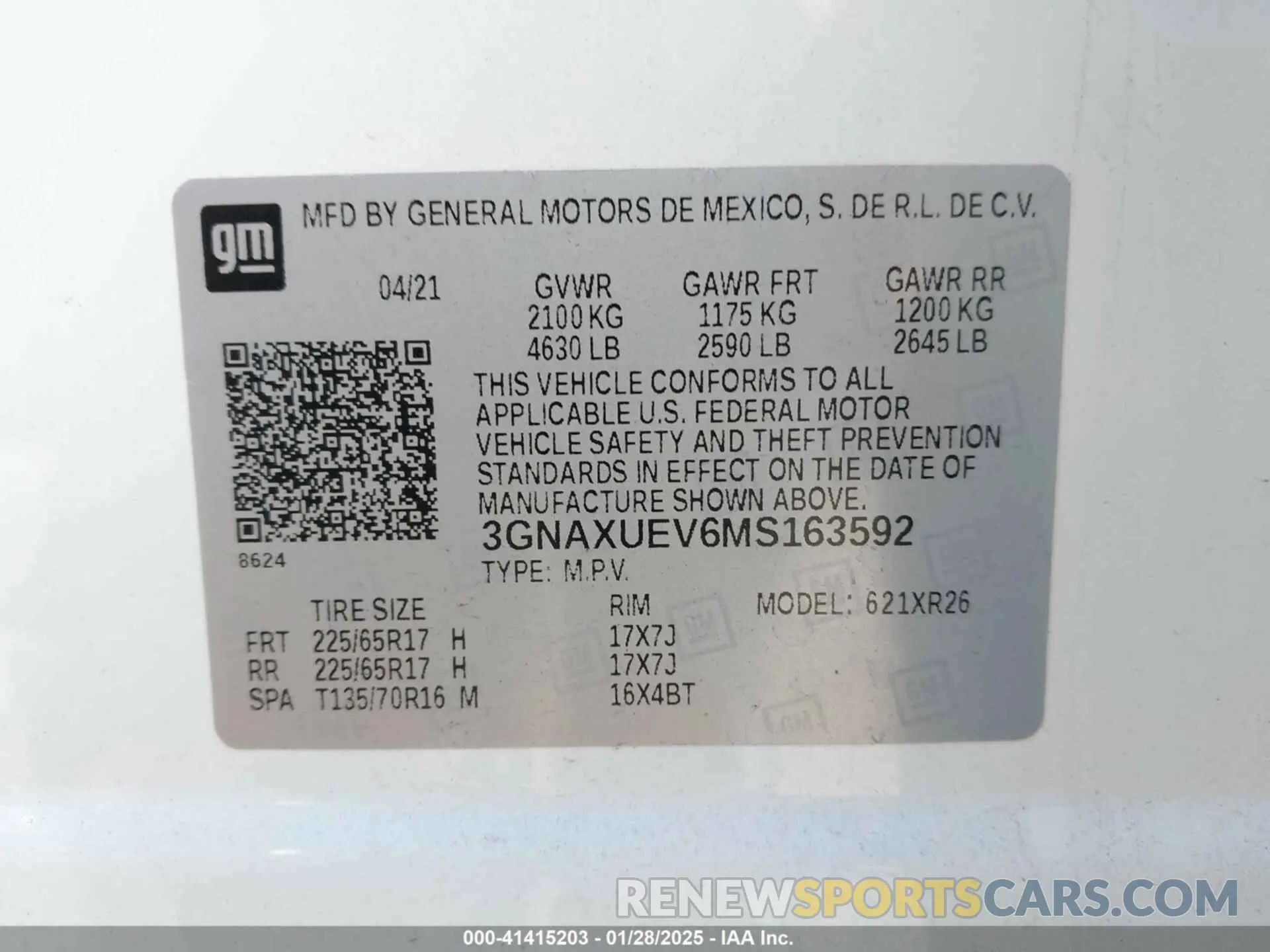 9 Photograph of a damaged car 3GNAXUEV6MS163592 CHEVROLET EQUINOX 2021