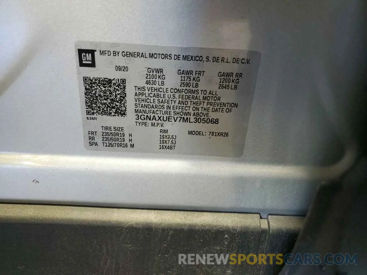 14 Photograph of a damaged car 3GNAXUEV7ML305068 CHEVROLET EQUINOX 2021