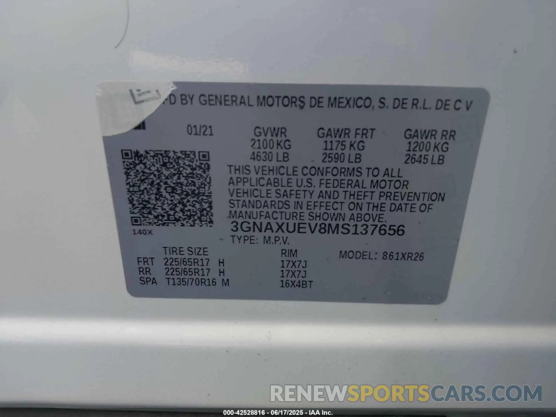 9 Photograph of a damaged car 3GNAXUEV8MS137656 CHEVROLET EQUINOX 2021