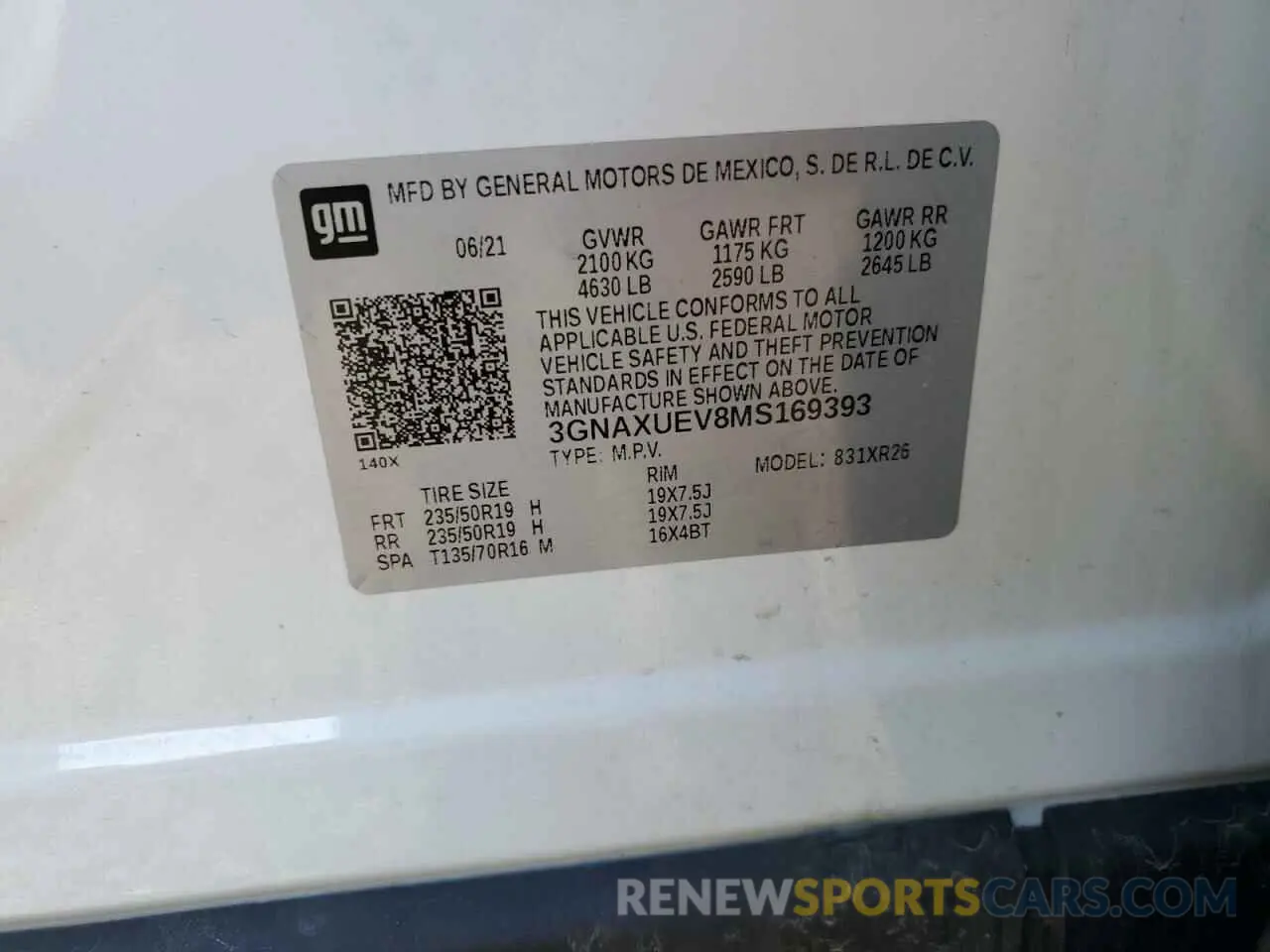 13 Photograph of a damaged car 3GNAXUEV8MS169393 CHEVROLET EQUINOX 2021