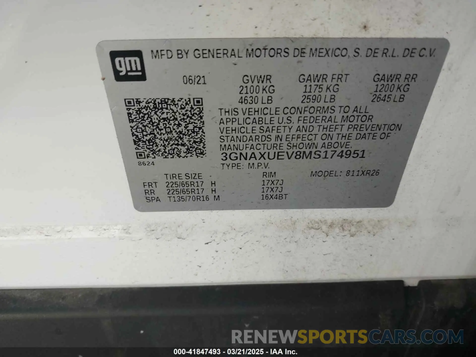 9 Photograph of a damaged car 3GNAXUEV8MS174951 CHEVROLET EQUINOX 2021