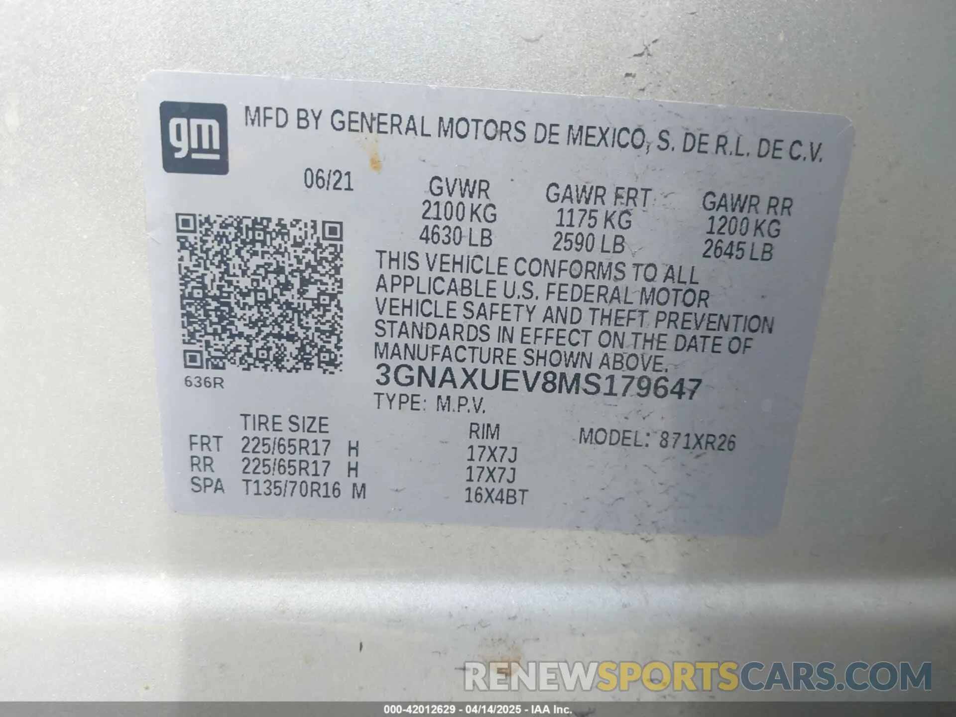 9 Photograph of a damaged car 3GNAXUEV8MS179647 CHEVROLET EQUINOX 2021