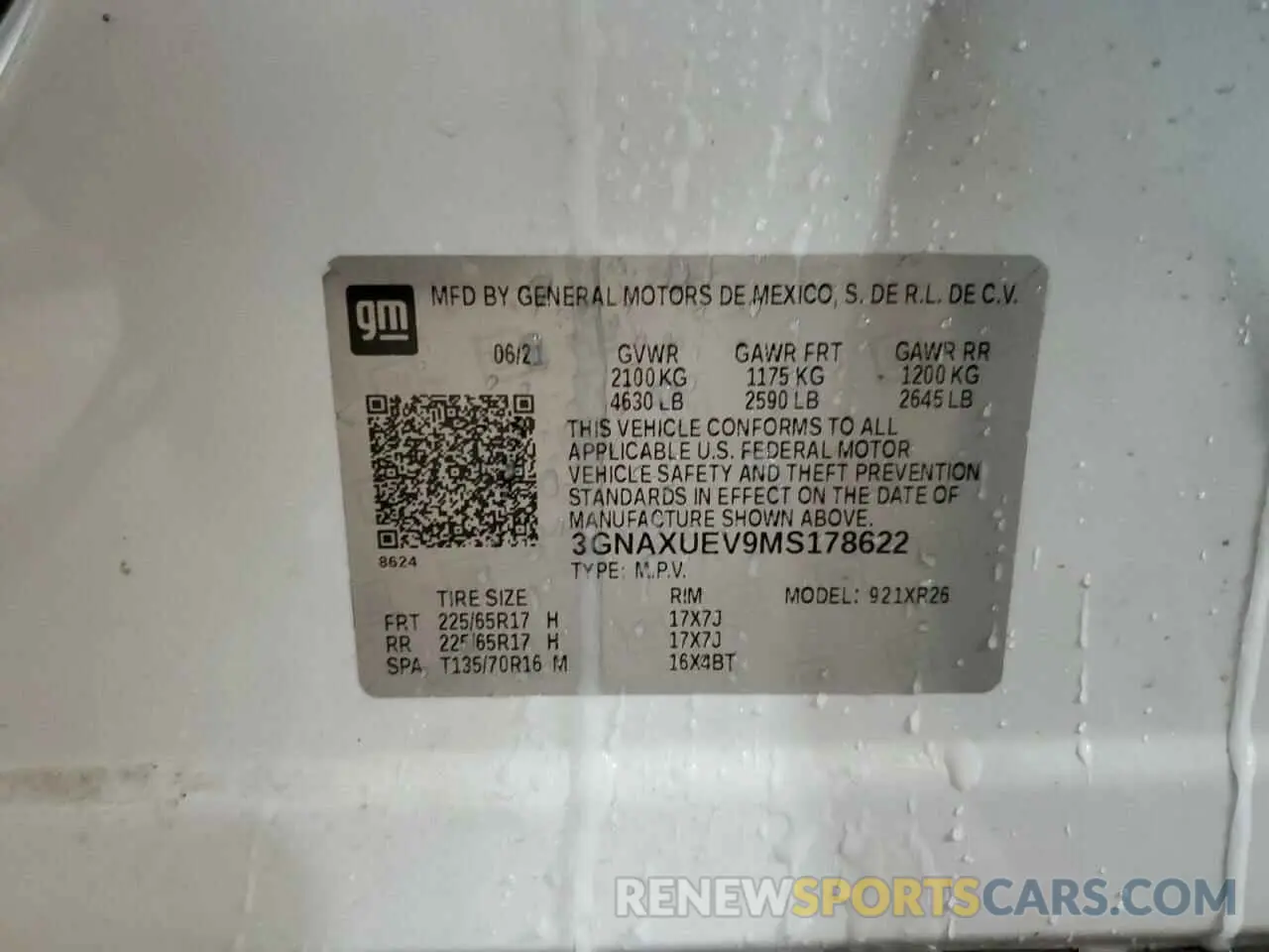 13 Photograph of a damaged car 3GNAXUEV9MS178622 CHEVROLET EQUINOX 2021