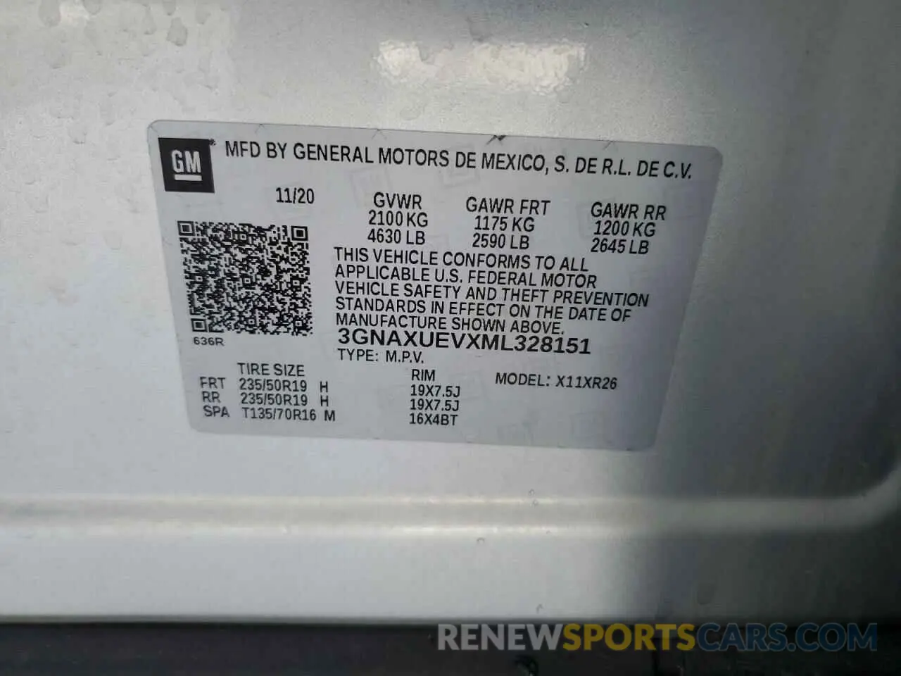 16 Photograph of a damaged car 3GNAXUEVXML328151 CHEVROLET EQUINOX 2021