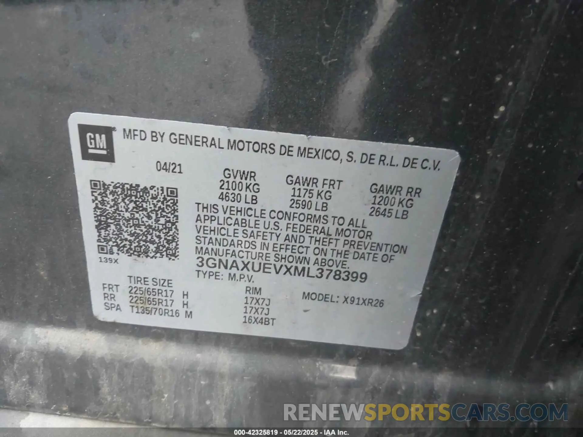 9 Photograph of a damaged car 3GNAXUEVXML378399 CHEVROLET EQUINOX 2021