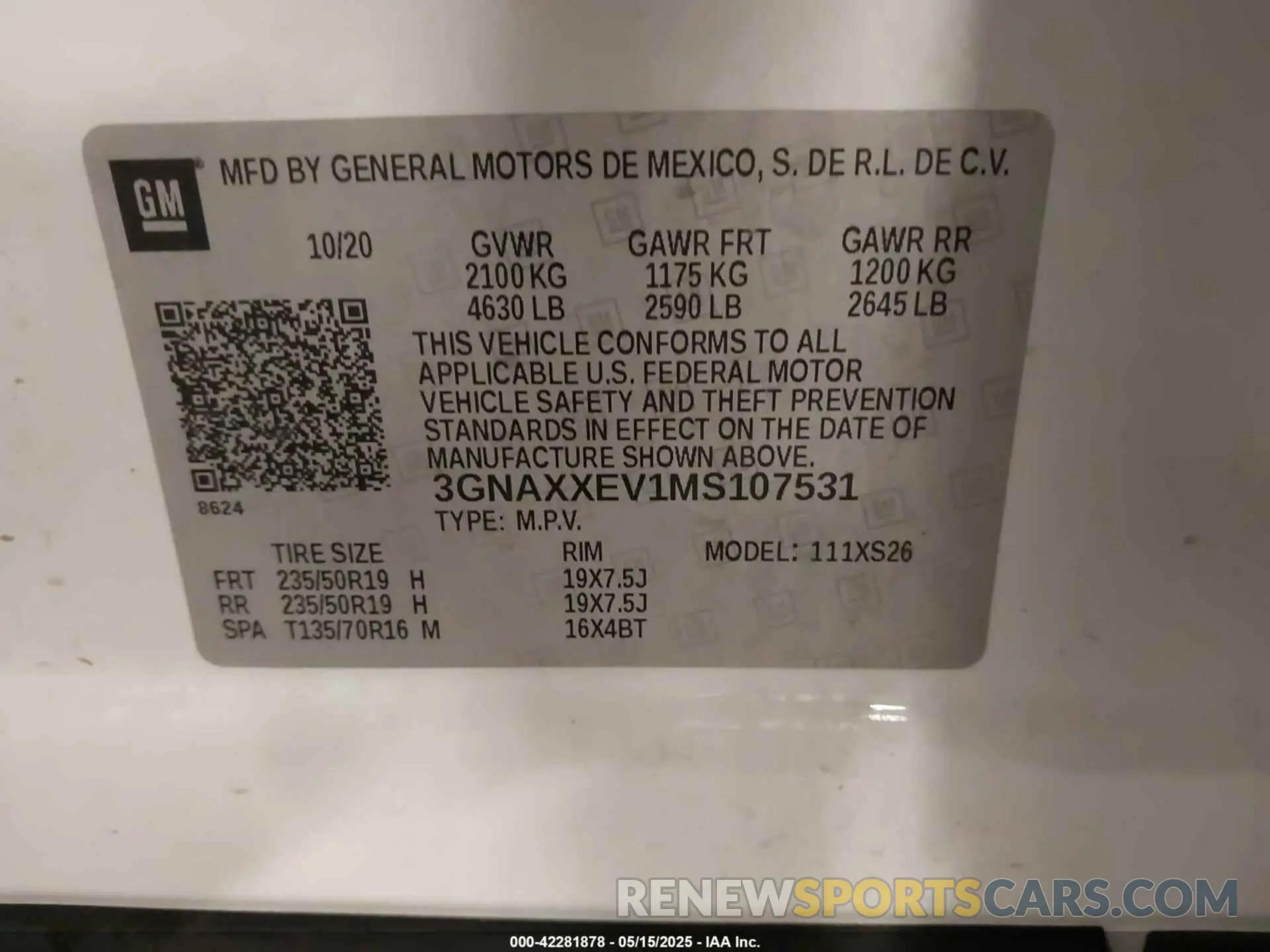 9 Photograph of a damaged car 3GNAXXEV1MS107531 CHEVROLET EQUINOX 2021