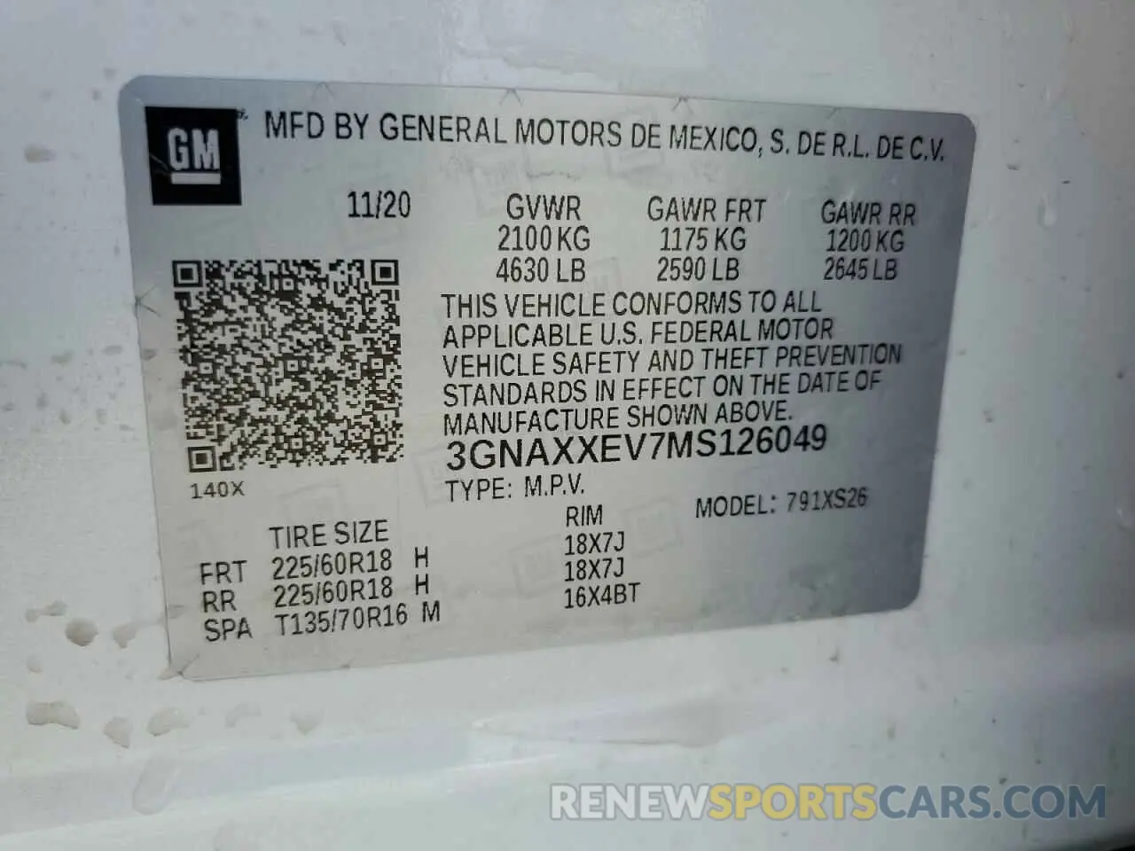 14 Photograph of a damaged car 3GNAXXEV7MS126049 CHEVROLET EQUINOX 2021