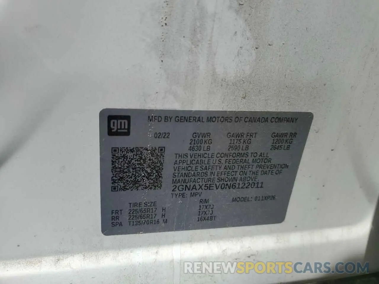 13 Photograph of a damaged car 2GNAX5EV0N6122011 CHEVROLET EQUINOX 2022