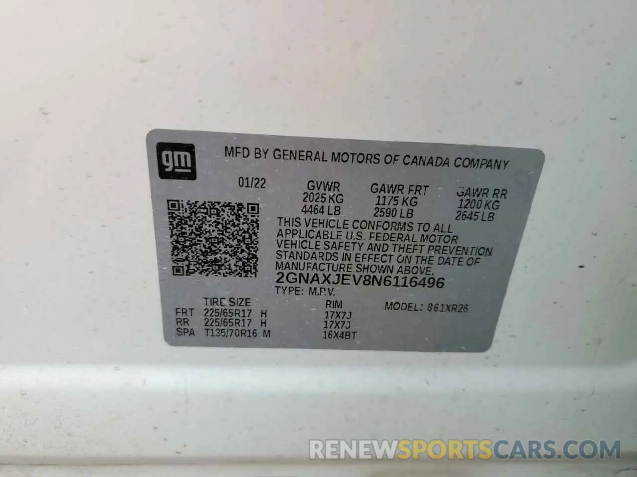 13 Photograph of a damaged car 2GNAXJEV8N6116496 CHEVROLET EQUINOX 2022