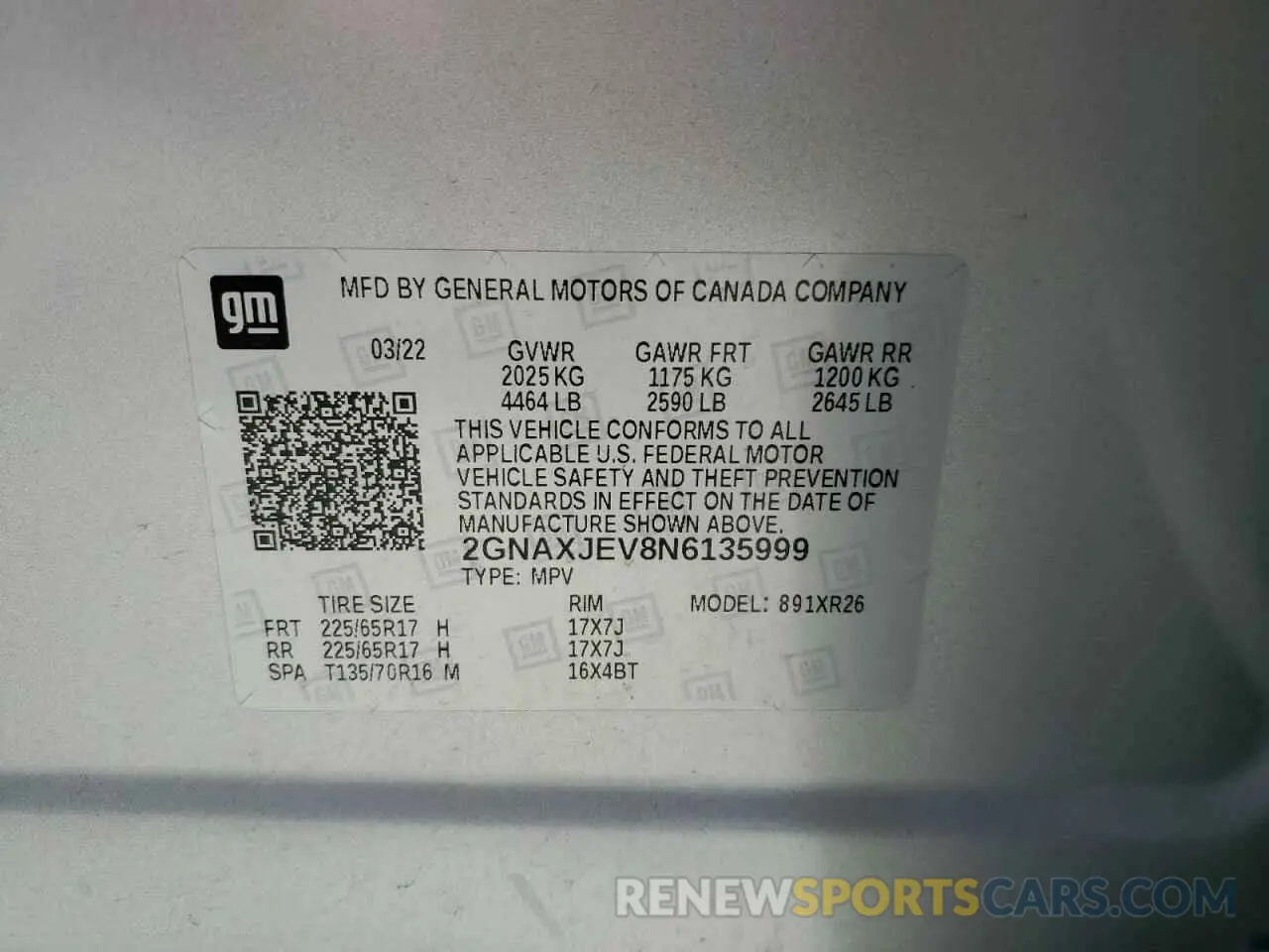 12 Photograph of a damaged car 2GNAXJEV8N6135999 CHEVROLET EQUINOX 2022