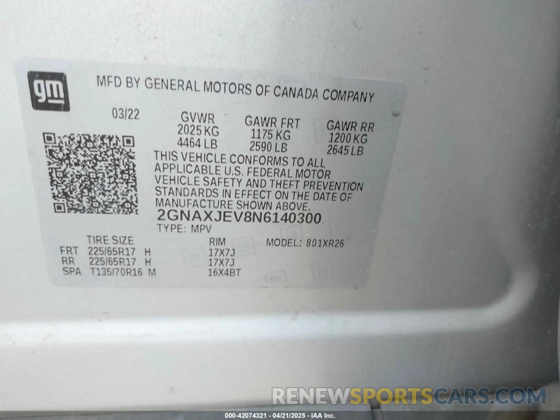 9 Photograph of a damaged car 2GNAXJEV8N6140300 CHEVROLET EQUINOX 2022