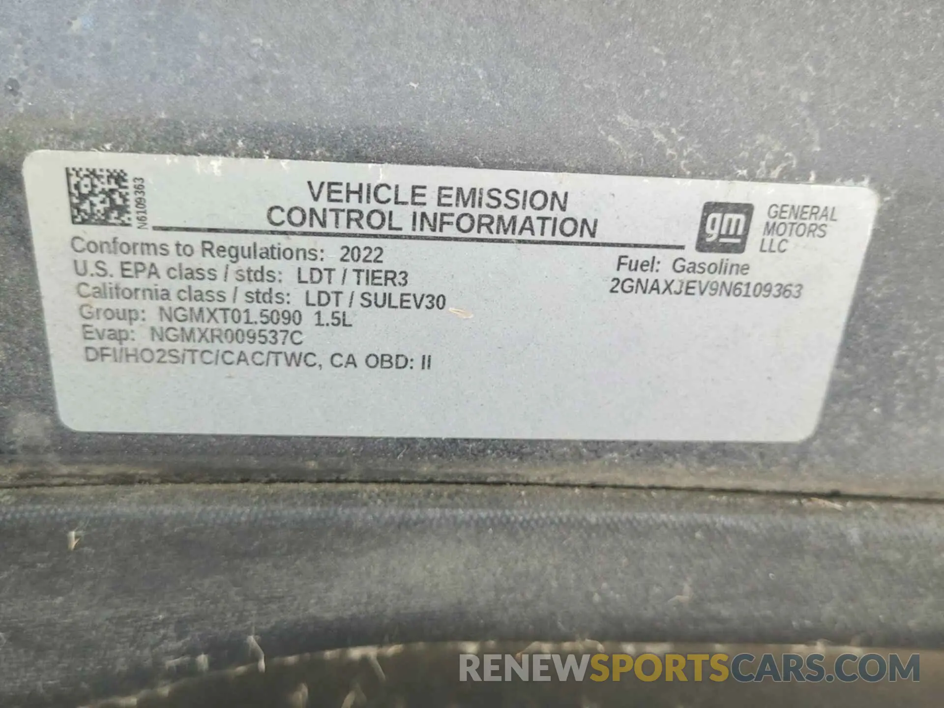 20 Photograph of a damaged car 2GNAXJEV9N6109363 CHEVROLET EQUINOX 2022