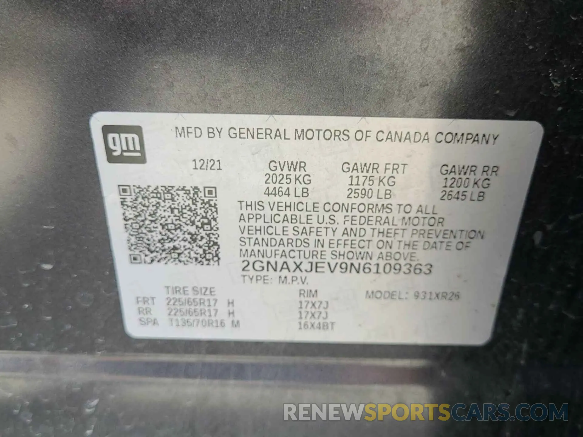 4 Photograph of a damaged car 2GNAXJEV9N6109363 CHEVROLET EQUINOX 2022