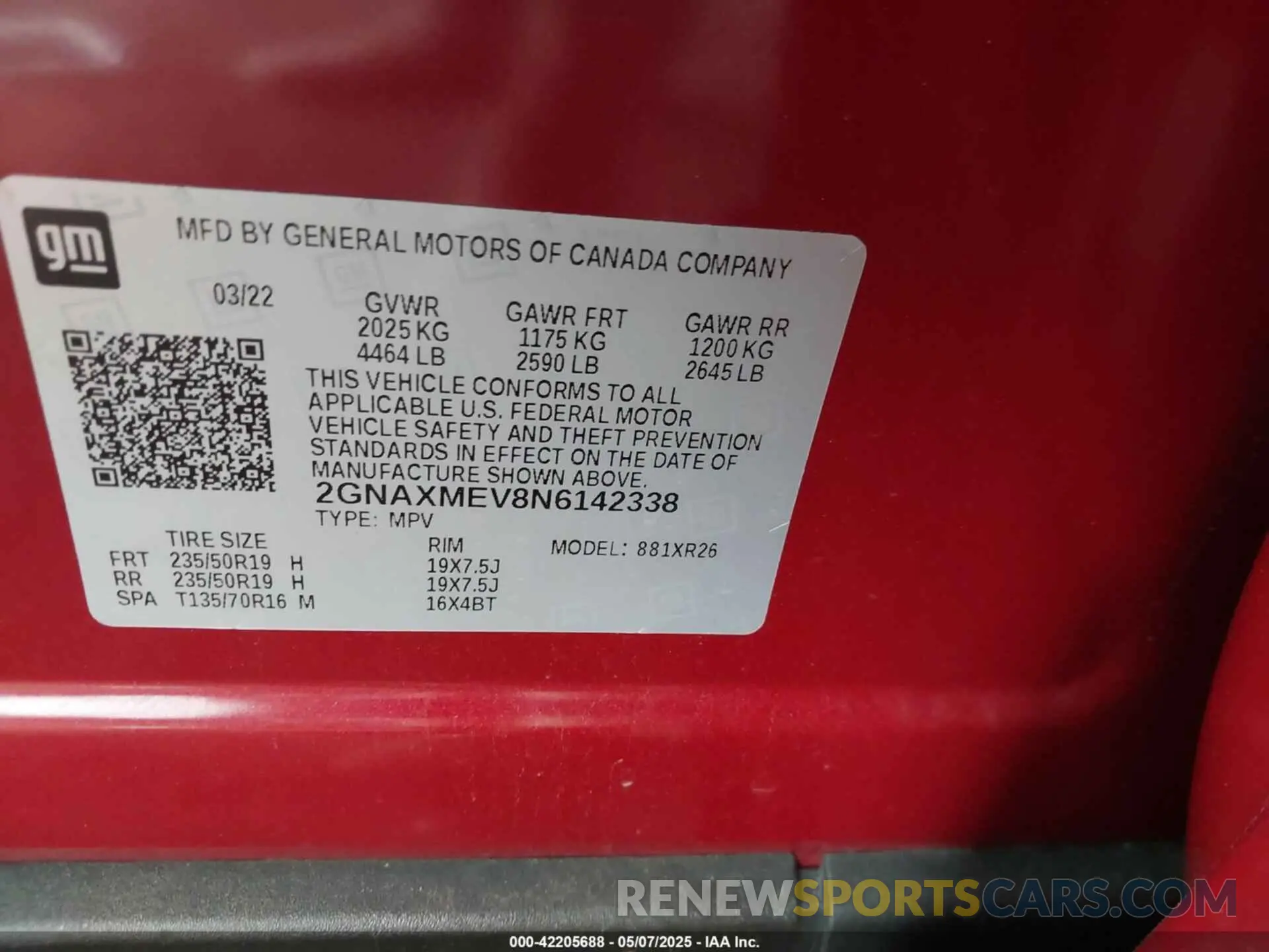 9 Photograph of a damaged car 2GNAXMEV8N6142338 CHEVROLET EQUINOX 2022