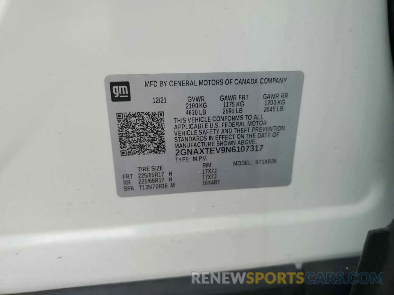 13 Photograph of a damaged car 2GNAXTEV9N6107317 CHEVROLET EQUINOX 2022