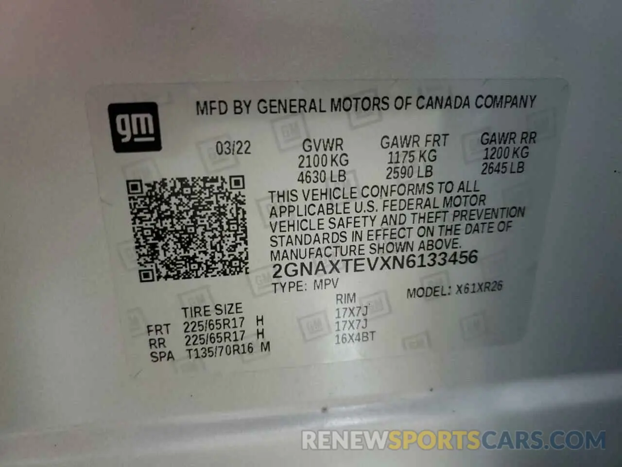 13 Photograph of a damaged car 2GNAXTEVXN6133456 CHEVROLET EQUINOX 2022