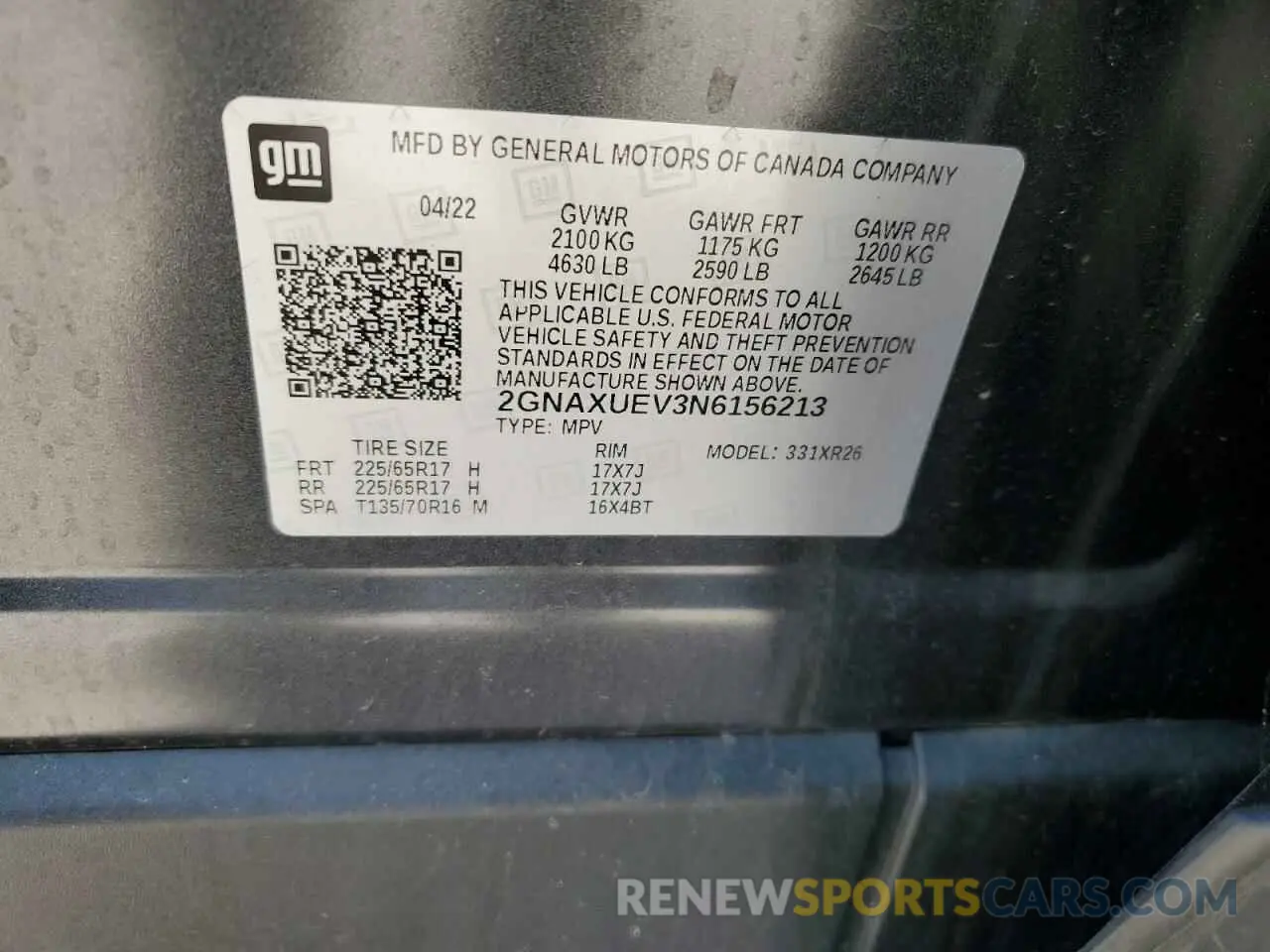 13 Photograph of a damaged car 2GNAXUEV3N6156213 CHEVROLET EQUINOX 2022