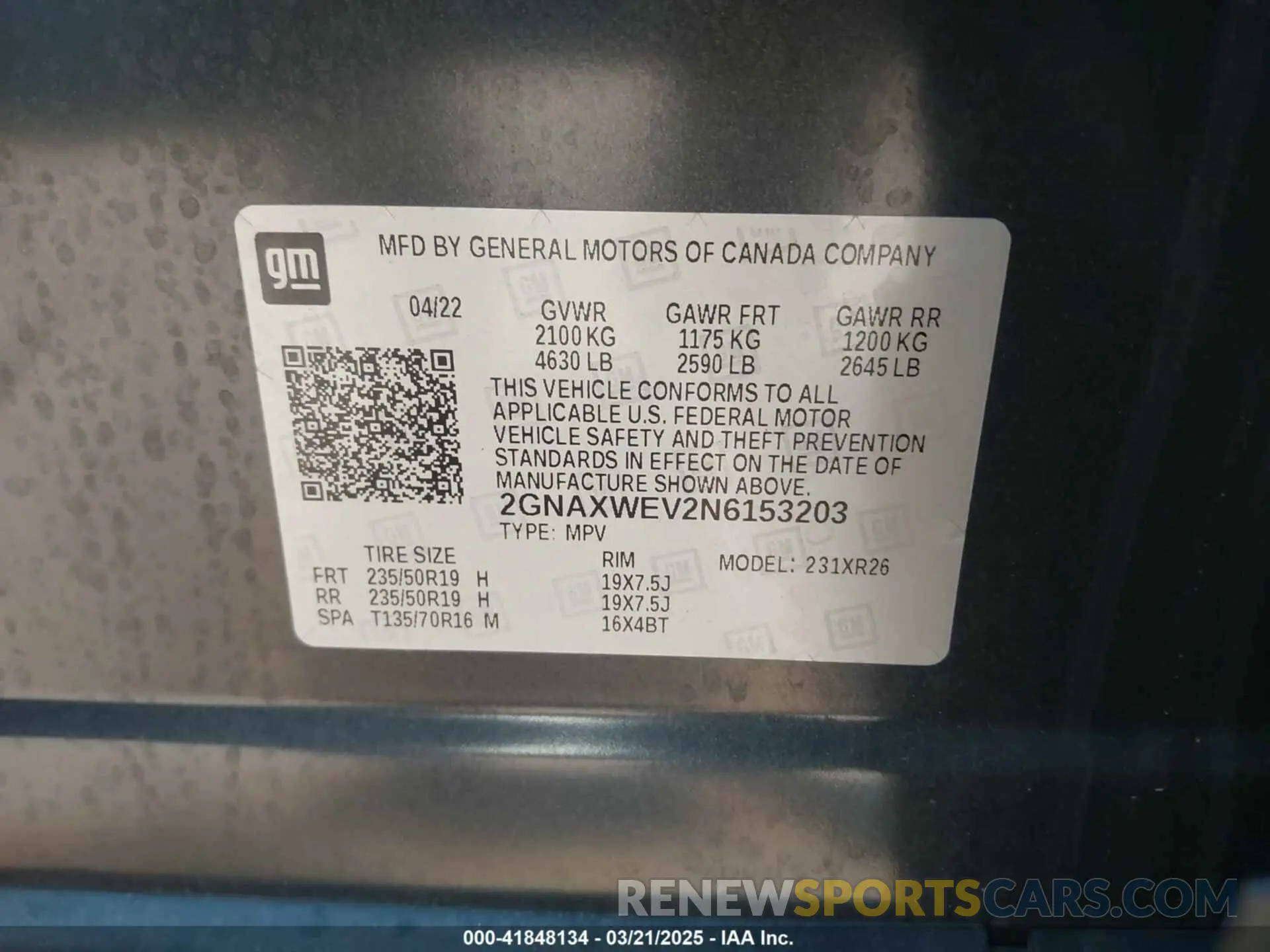 9 Photograph of a damaged car 2GNAXWEV2N6153203 CHEVROLET EQUINOX 2022