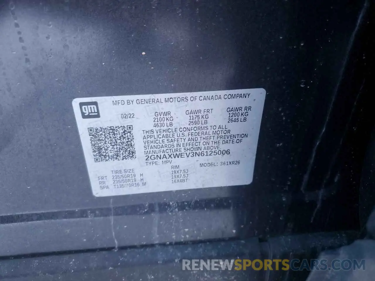 12 Photograph of a damaged car 2GNAXWEV3N6125006 CHEVROLET EQUINOX 2022
