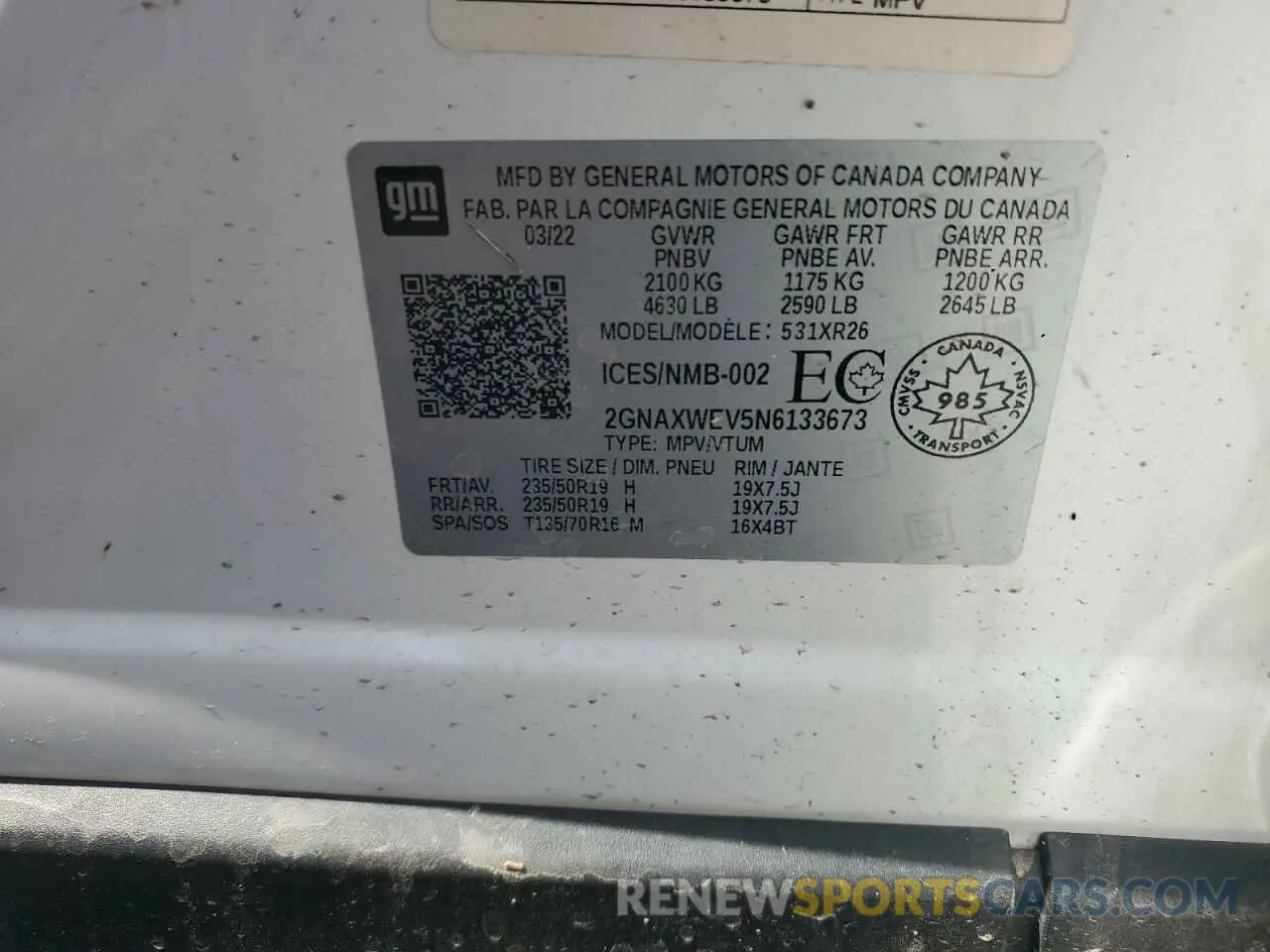 14 Photograph of a damaged car 2GNAXWEV5N6133673 CHEVROLET EQUINOX 2022