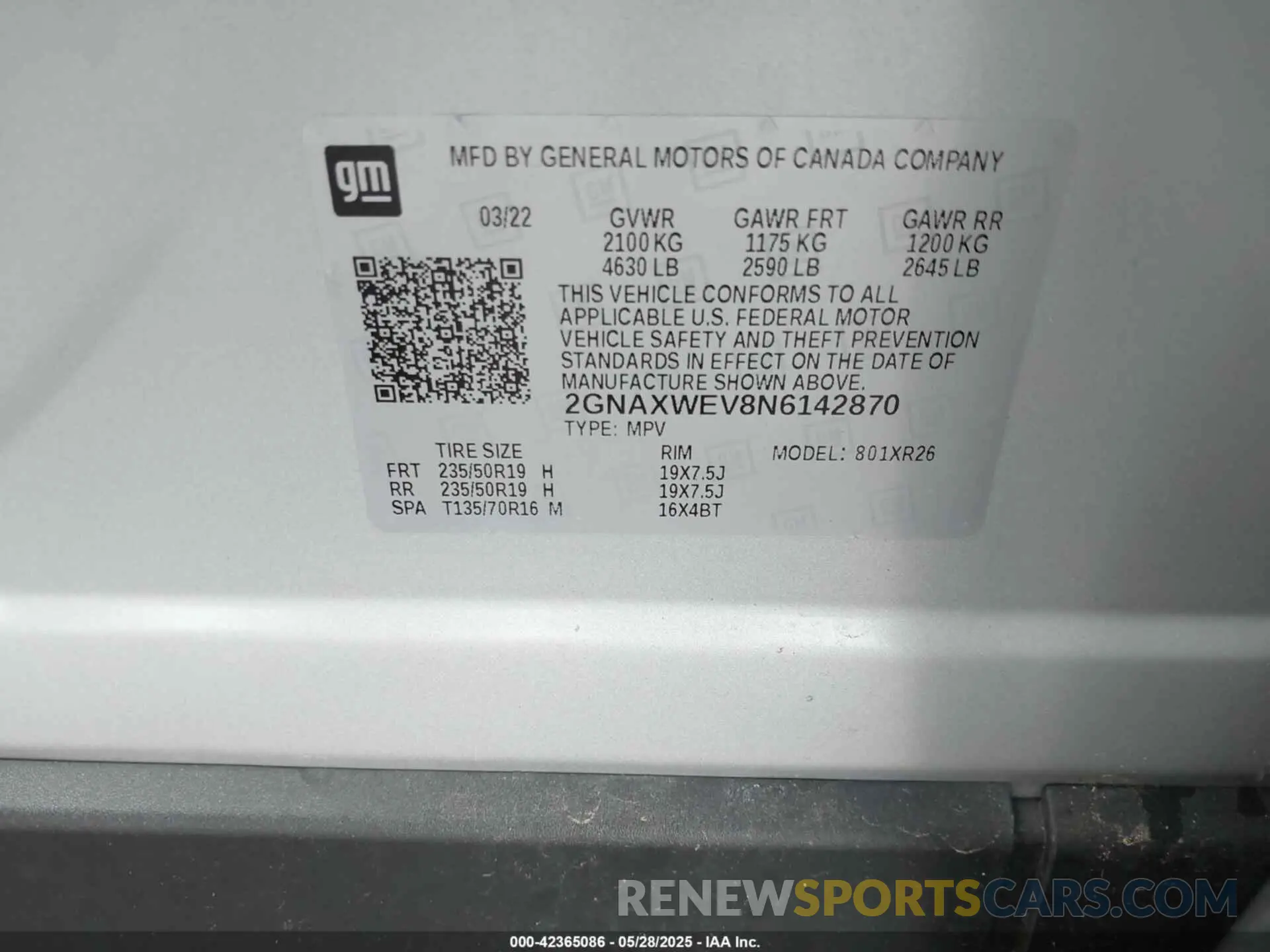 9 Photograph of a damaged car 2GNAXWEV8N6142870 CHEVROLET EQUINOX 2022